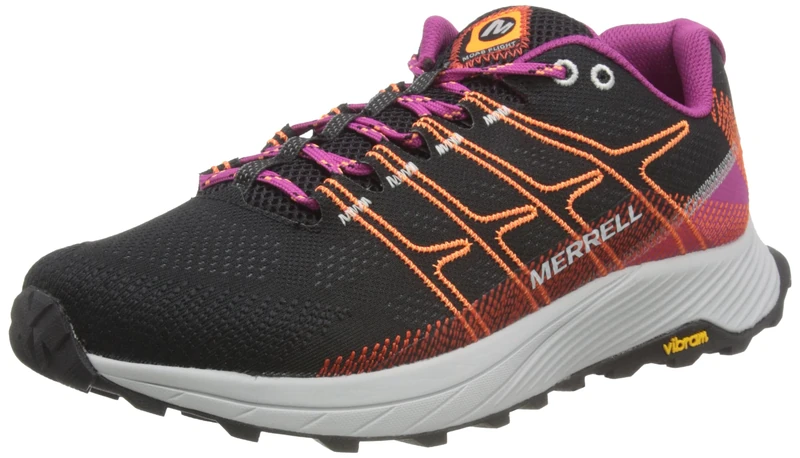 Merrell Women's Moab Flight Trail Running Shoe, Black/Fuchsia, UK 7