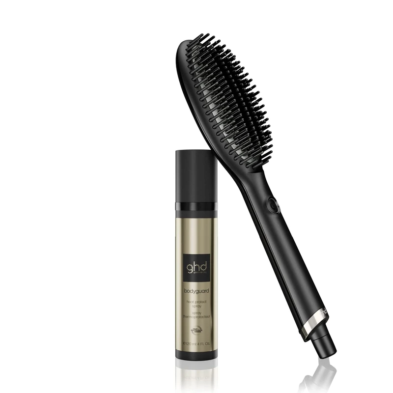 ghd Glide Hot Brush - Hot Brushes for Hair Styling (Black) ghd Bodyguard – Heat Protect Spray