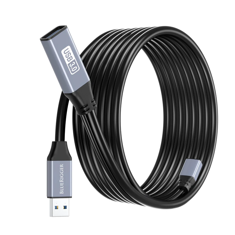 BlueRigger USB 3.0 Extension Cable (7.5M, Active, 5 Gbps, Type A Male to Female Adapter Cord, USB-A EXT Cable) - Long USB Repeater Extender for VR Headset, Printer, Hard Drive, Keyboard, Mouse, Xbox