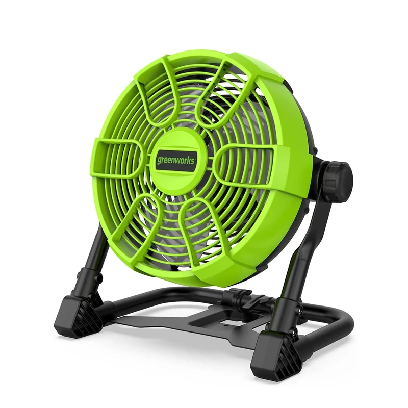 Greenworks G24FAN Cordless Hybrid Fan with Hanging Hook, 25.4cm Fan Diameter, 2600rpm, 5 Speed Settings, 360° Rotating Head, AC Power Cable Compatible, WITHOUT 24V Battery & Charger, 3 Year Guarantee