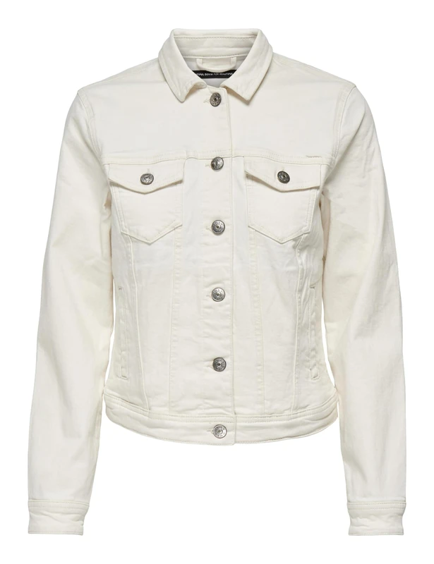ONLY Womens Onltia Dnm Col Pimbox Noos Jacket, Ecru, 6 UK