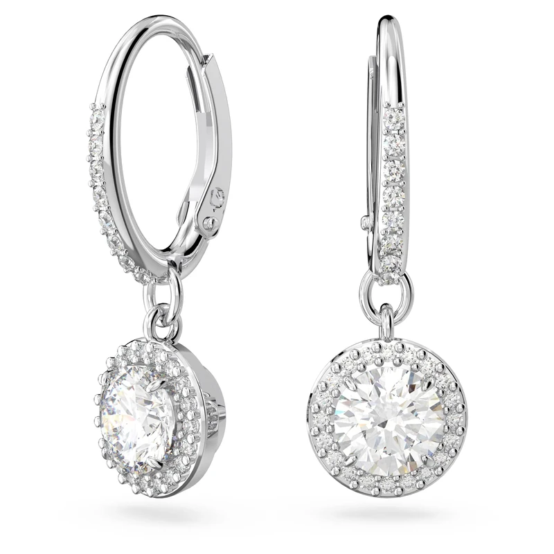 Swarovski Constella Drop Earrings, White Round Cut Crystals in a Rhodium Plated Setting, from the Constella Collection
