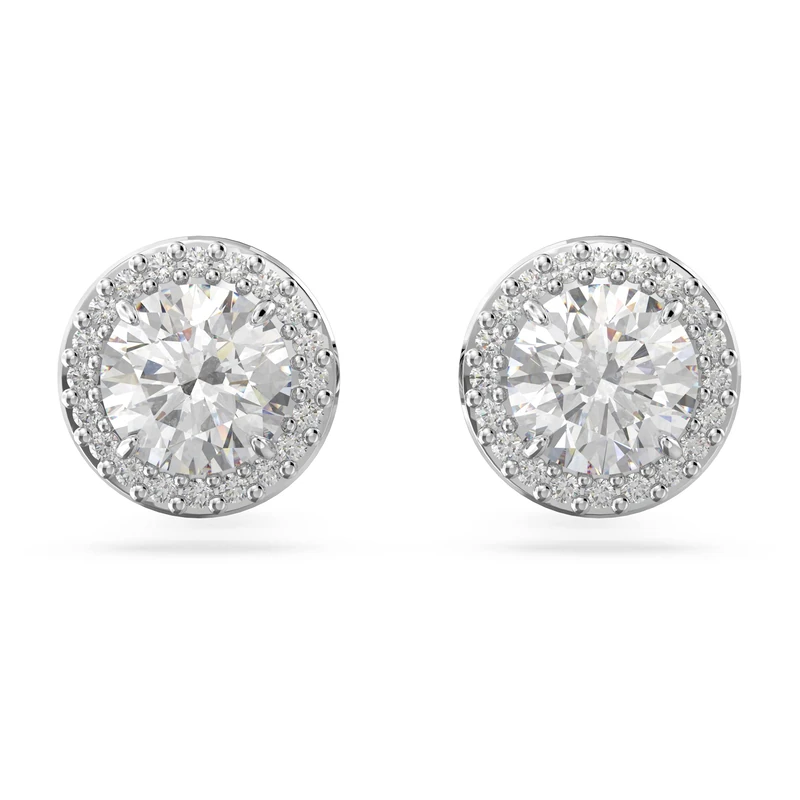 Swarovski Constella Stud Earrings, White Round Cut Crystals in a Rhodium Plated Setting, from the Constella Collection