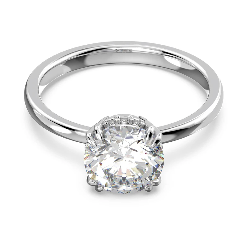 Swarovski Constella Ring, White Princess Cut and Pavé Crystals in a Rhodium Plated Setting, from the Constella Collection, Size 58