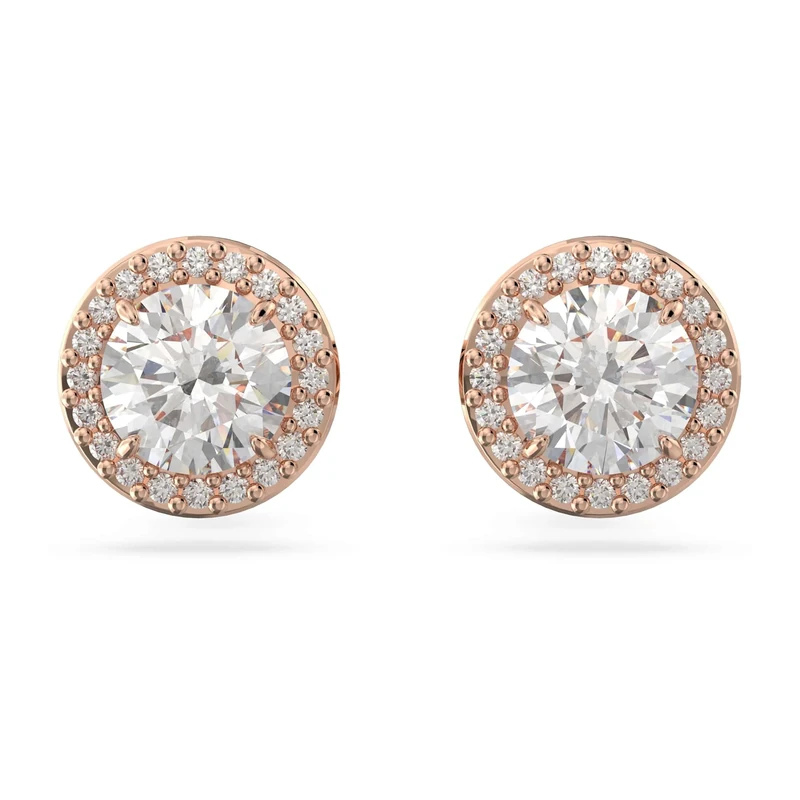 Swarovski Constella Stud Earrings, White Round Cut Crystals in a Rose Gold Tone Plated Setting, from the Constella Collection