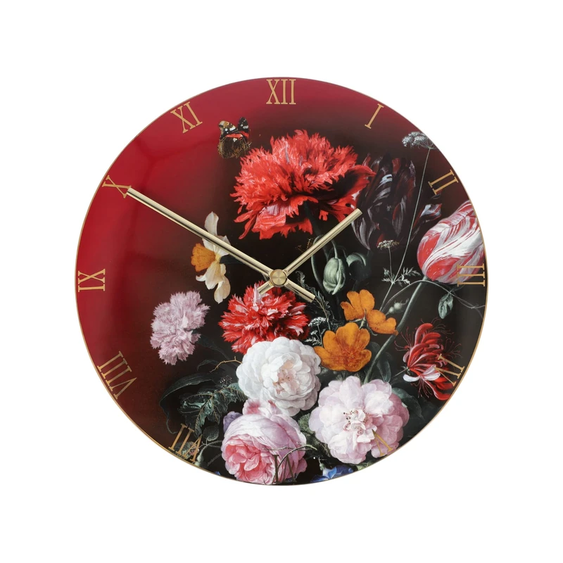Goebel Artis Orbis Wall Clock Flowers in Vase - Porcelain Clock by Jan Davidsz De Heem, Decorative Design Clock 31 cm, Artistic Living Room Clock - Image 1