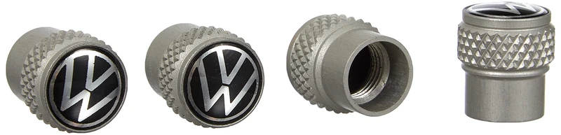 Volkswagen 000071215E VW Logo Aluminum Valve Caps Silver Universal