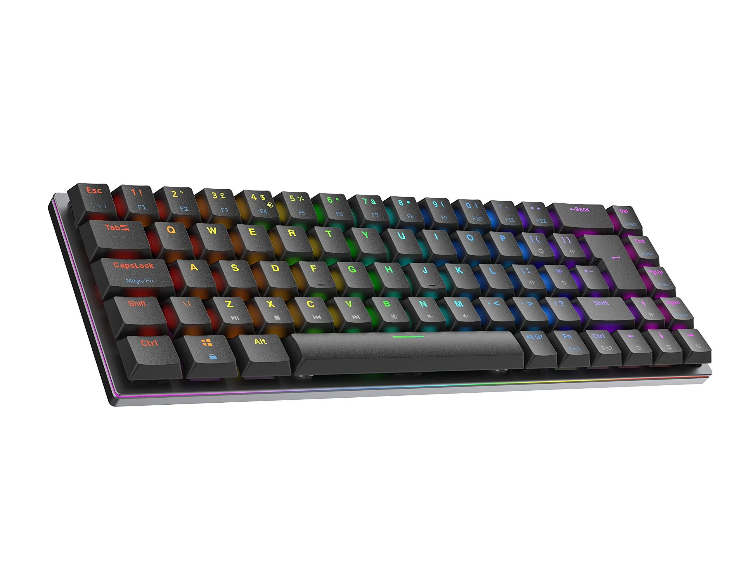 Ranked G65 Guardian 65% | Full Aluminum Frame | Ultra Slim Hot Swappable Mechanical Gaming Keyboard | 69 Keys RGB Backlit for PC/Mac | QWERTY ISO UK Layout (Black, Gateron Low Profile Brown)
