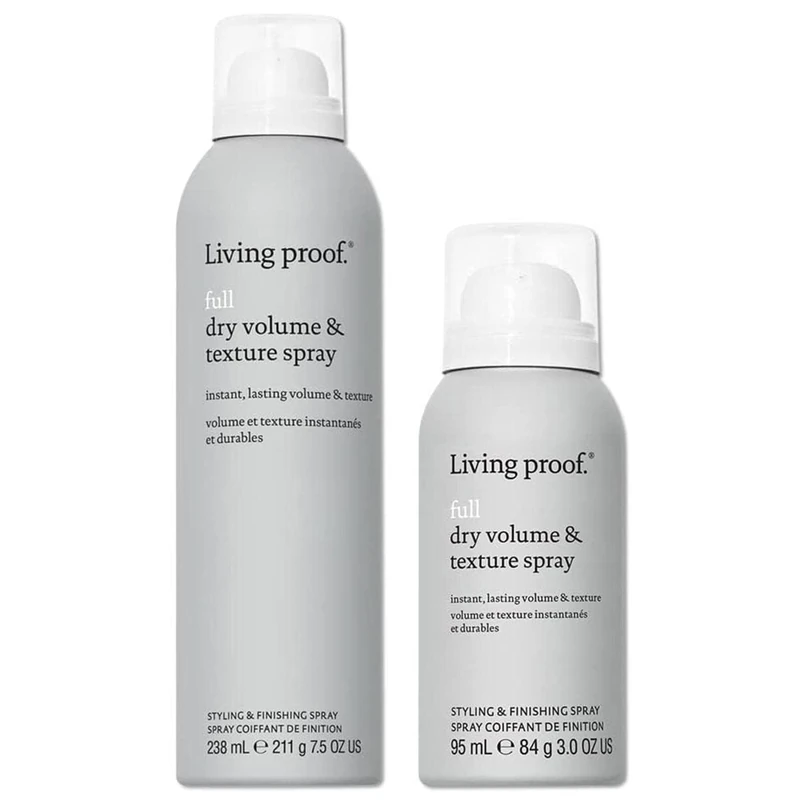 Living Proof Full Dry Volume & Texture Spray - Standard & Travel Size Duo Bundle - Thick Hair - Weightless Volume - Sulfate, Paraben and Silicone Free Haircare