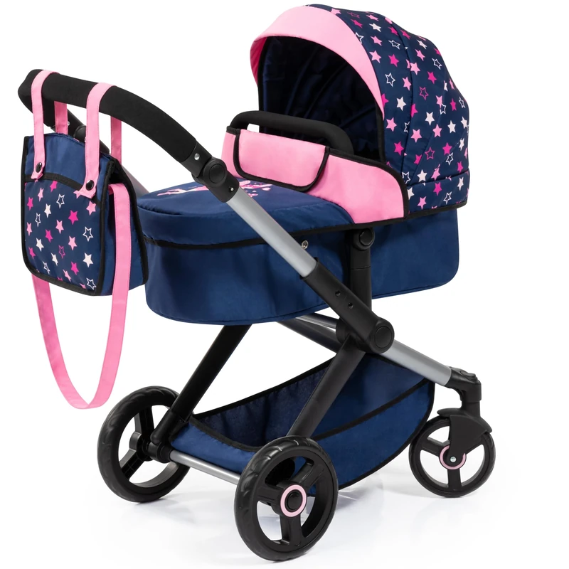 Bayer Design 17016AA Doll's pram Xeo, stroller, height-adjustable, reversible handle, convertible, bag