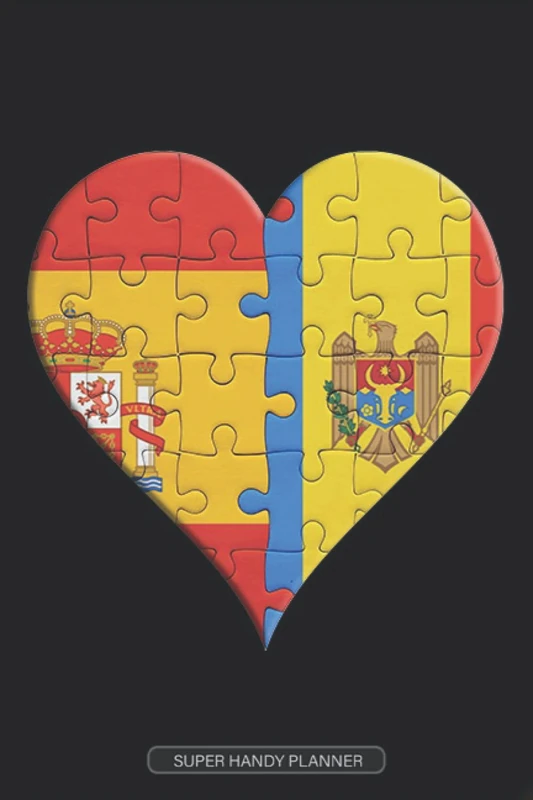 Planner: Spanish Moldovan Flag United Heart Jigsaw Puzzle Flags Of Spain Moldova - Image 1