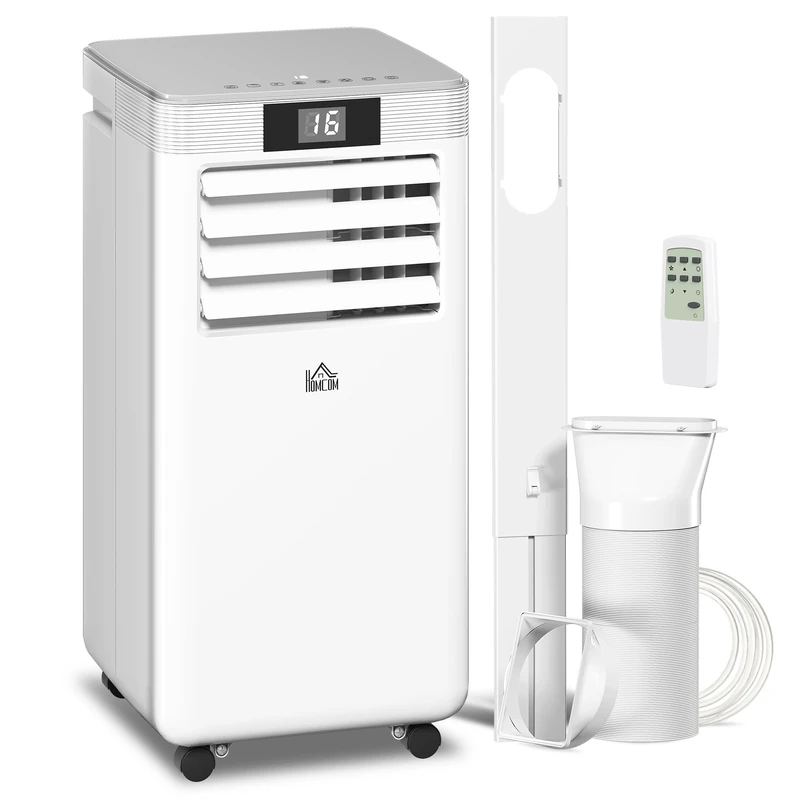 HOMCOM 7000 BTU Air Conditioning Unit, 4-in-1 Portable Air Conditioner, Dehumidifier, Cooling, Fan, Sleep Mode, with Remote Control, LED Display, 2 Speeds, 24H Timer, Window Venting Kit, 15m²