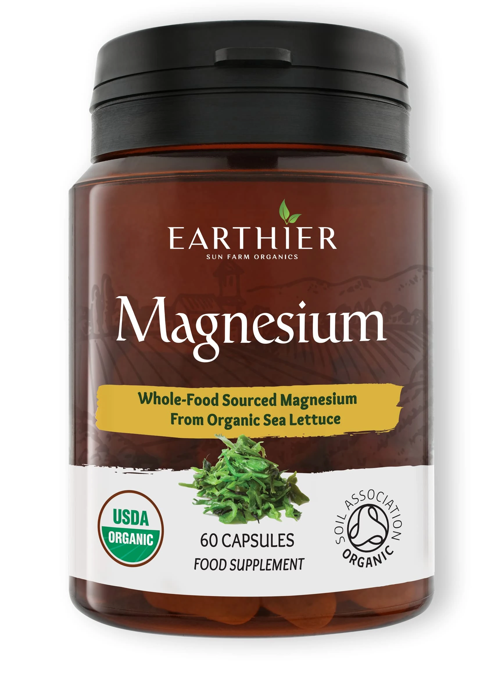 Organic Magnesium Whole Food Sourced & Certified by Soil Association Vegan Capsules