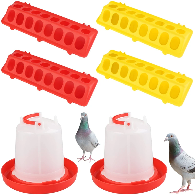 6 Pack Chick Feeder Waterer Kit Bird Small Poultry Feeder Flip Top Bird Small Poultry Feeder for Pigeon Chicken Feeder Small Poultry Feeder
