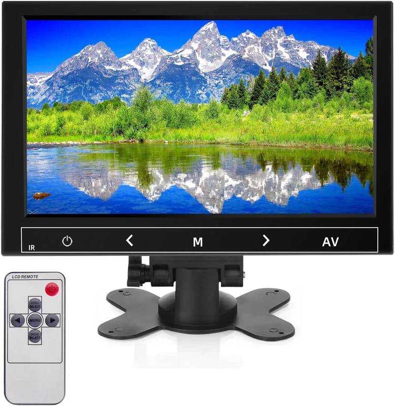 AISHICHEN CCTV Mini Monitor - 7 inch, 1024X600, 60Hz, 5ms, Built-in Speakers, Portable w/VGA/AV/HDMI/BNC/USB Input, Raspberry Pi Monitor w/Remote Control