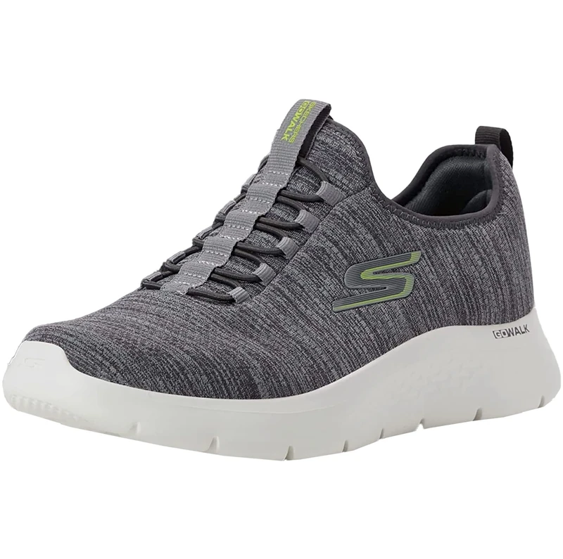 Skechers Men's Gowalk Flex-Athletic Slip-On Casual Walking Shoes with Air Cooled Foam Sneakers, Grey/Lime 2, 12 X-Wide