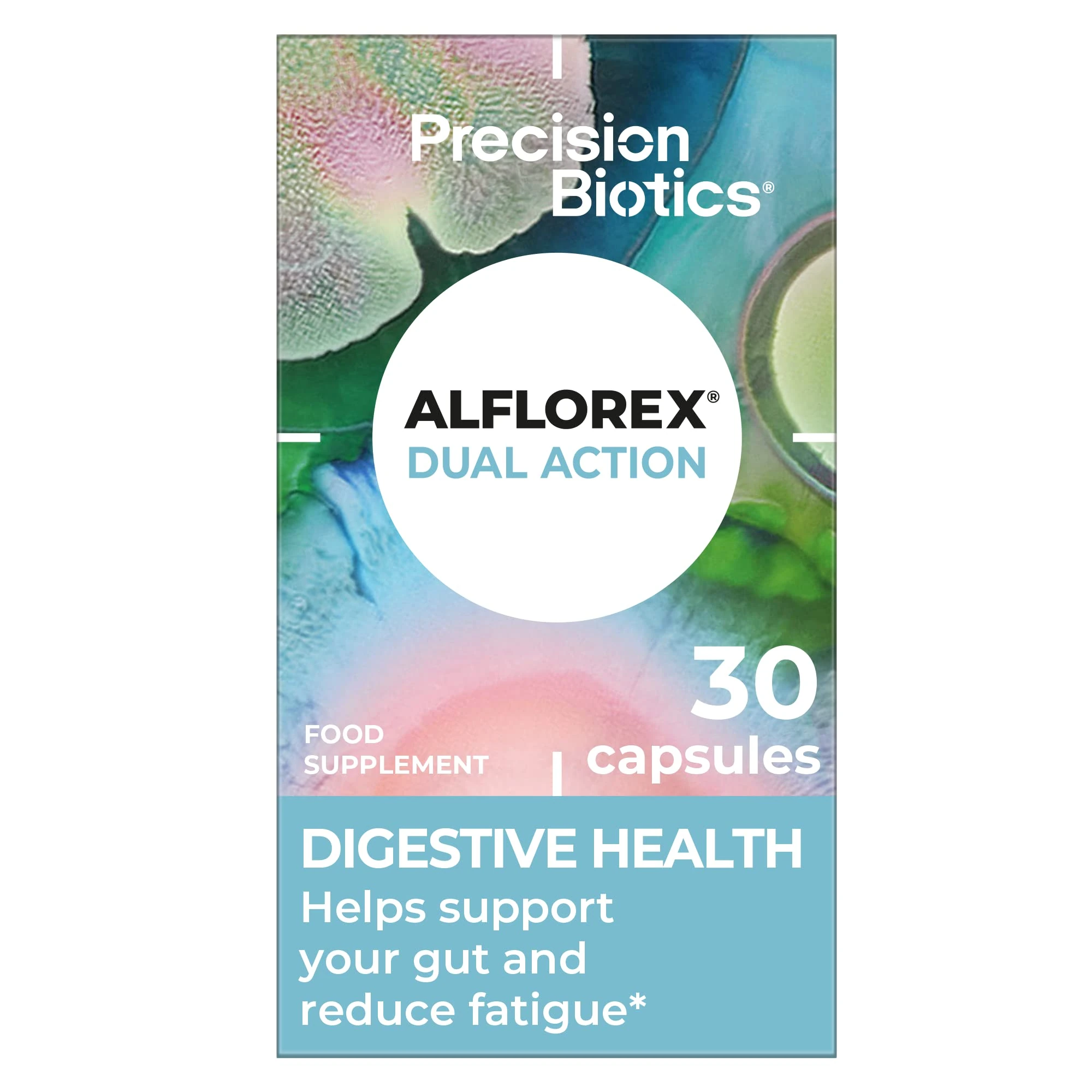 Alflorex Dual Action - Daily Gut Health Probiotics Supplement with Unique Bifidobacterium Longum Bacteria strains 35624 and 1714 + Calcium + Vitamin B6 - Bacterial Cultures - 30 Capsules