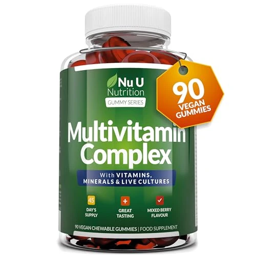 Multivitamin Gummies for Adults & Kids (5+) - 50% More Gummies - 45 Day Supply - 90 Vegan Berry Flavoured Gummies - 20 Essential Vitamins, Minerals & Probiotics