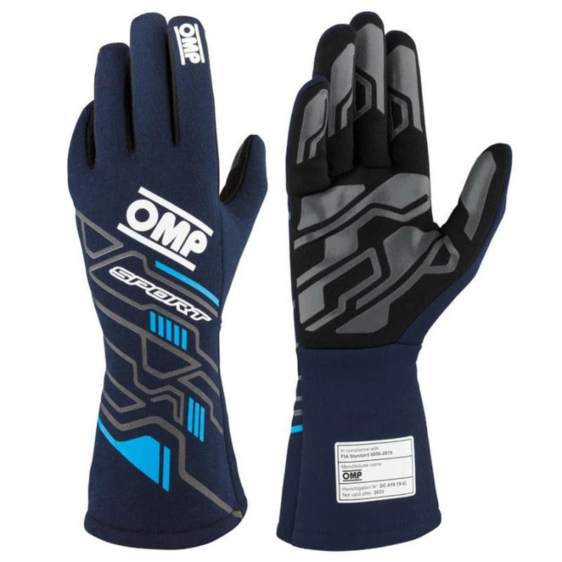 Ompracing Omp Sport Gloves FIA 8856-2018, Navy/Cyan, Size XS
