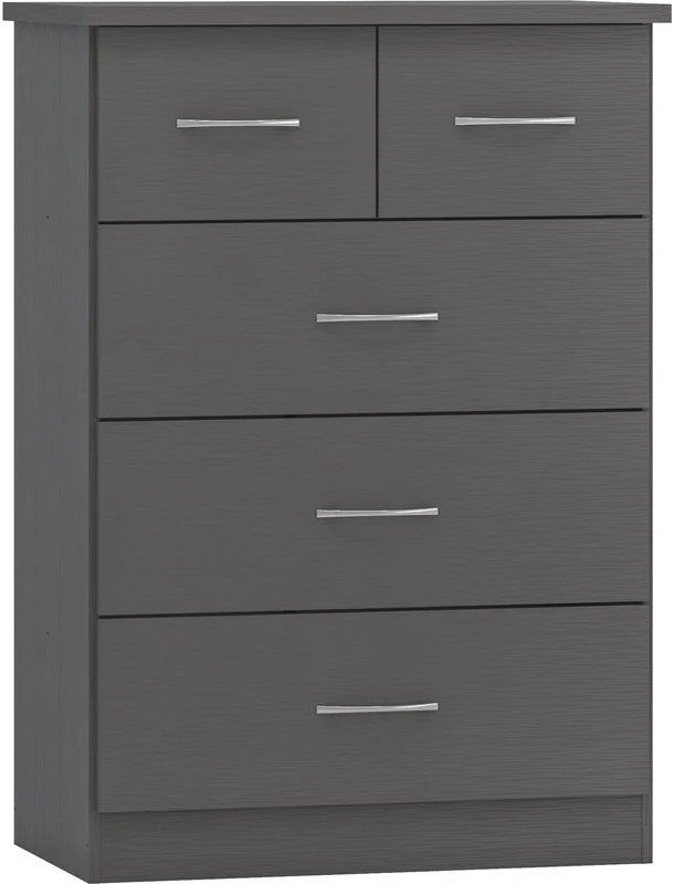 Seconique Nevada 3+2 Drawer Chest in 3D Effect Grey