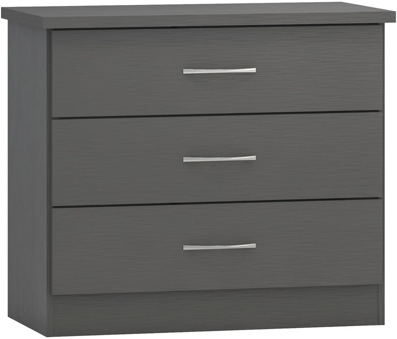 Seconique Nevada 3 Drawer Chest in 3D Effect Grey