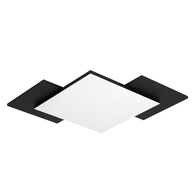 Eglo Flush Ceiling Light Tamuria, Lighting with Reversible Decor, LED Panel Made of Black Metal and Natural Coloured Wood, Warm White Living Room lamp, 51.5 inches