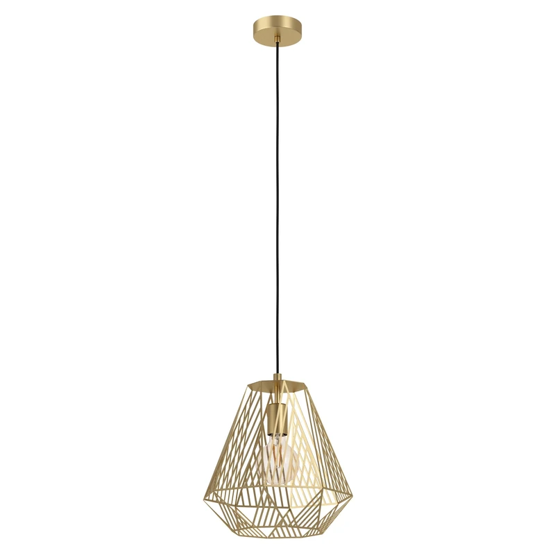 Eglo Pendant Lighting Stype, Ceiling Light Fitting Made of Brushed Brass, Metal Hanging lamp for Dining and Living Room, E27 Socket