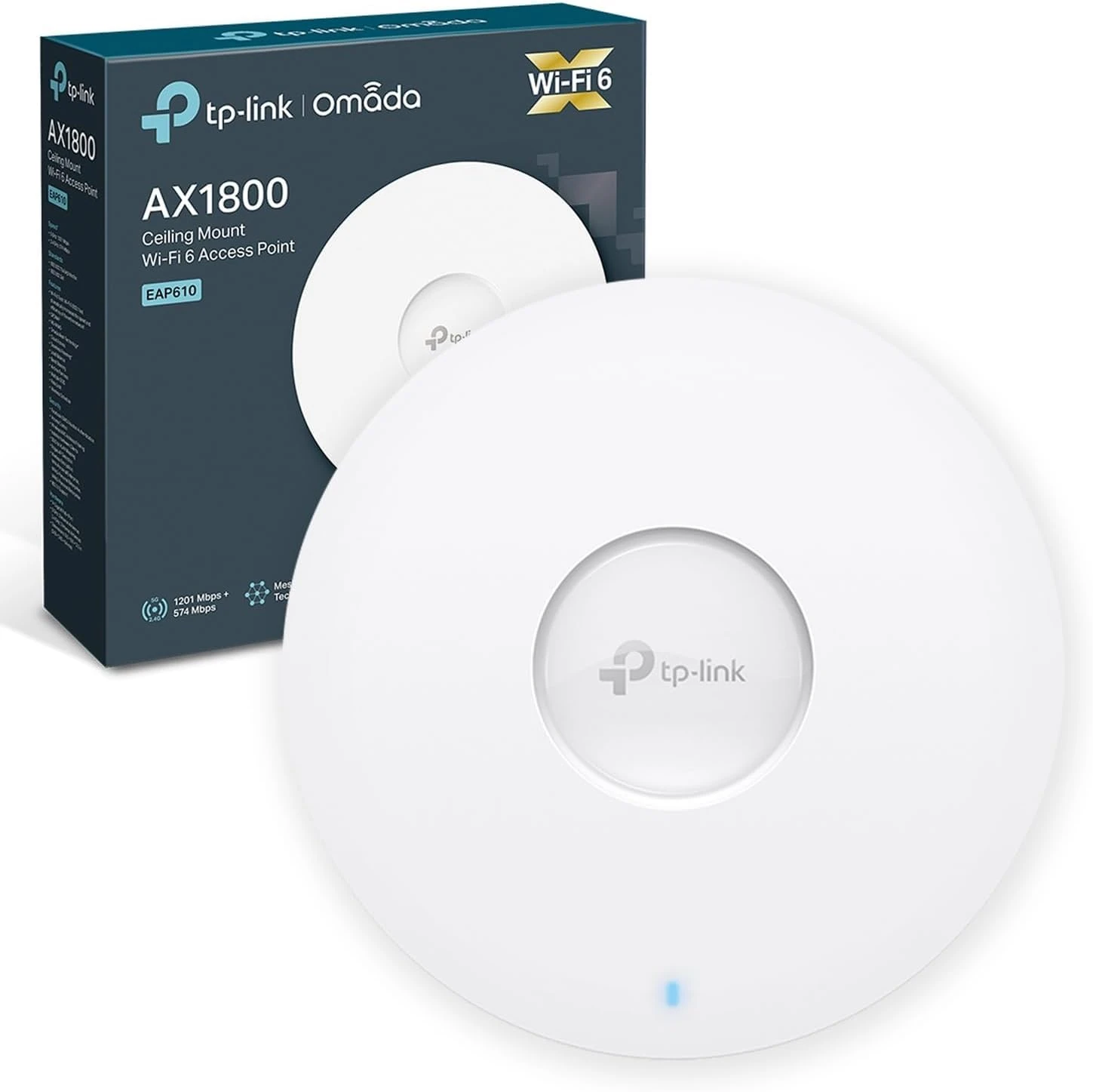 TP-Link EAP610 Access Point, AX1800 Wi-Fi 6 Dual Band Gigabit Wireless Access Points, Power Adapter included, Omada Mesh, Support PoE+Powered or DC, Mount to Wall or Ceiling, Free Software Control