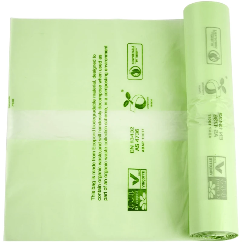 50 x Alina 6L Compostable Kitchen Caddy Bin Liner/Food Waste Bin Bag/Biodegradable Green 6 Litre Starch Sack