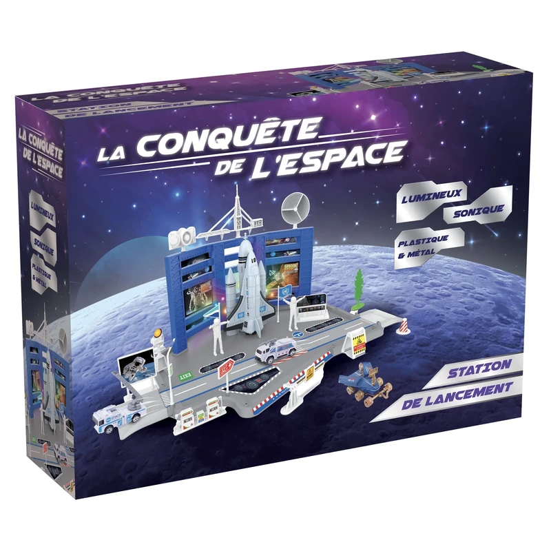 MGM 090510 MGM-090510 Luminous and Sonic Shuttle Launcher Station-Multicoloured-Plastic and Metal-for Ages 3+ -Batteries Included, Multicolored