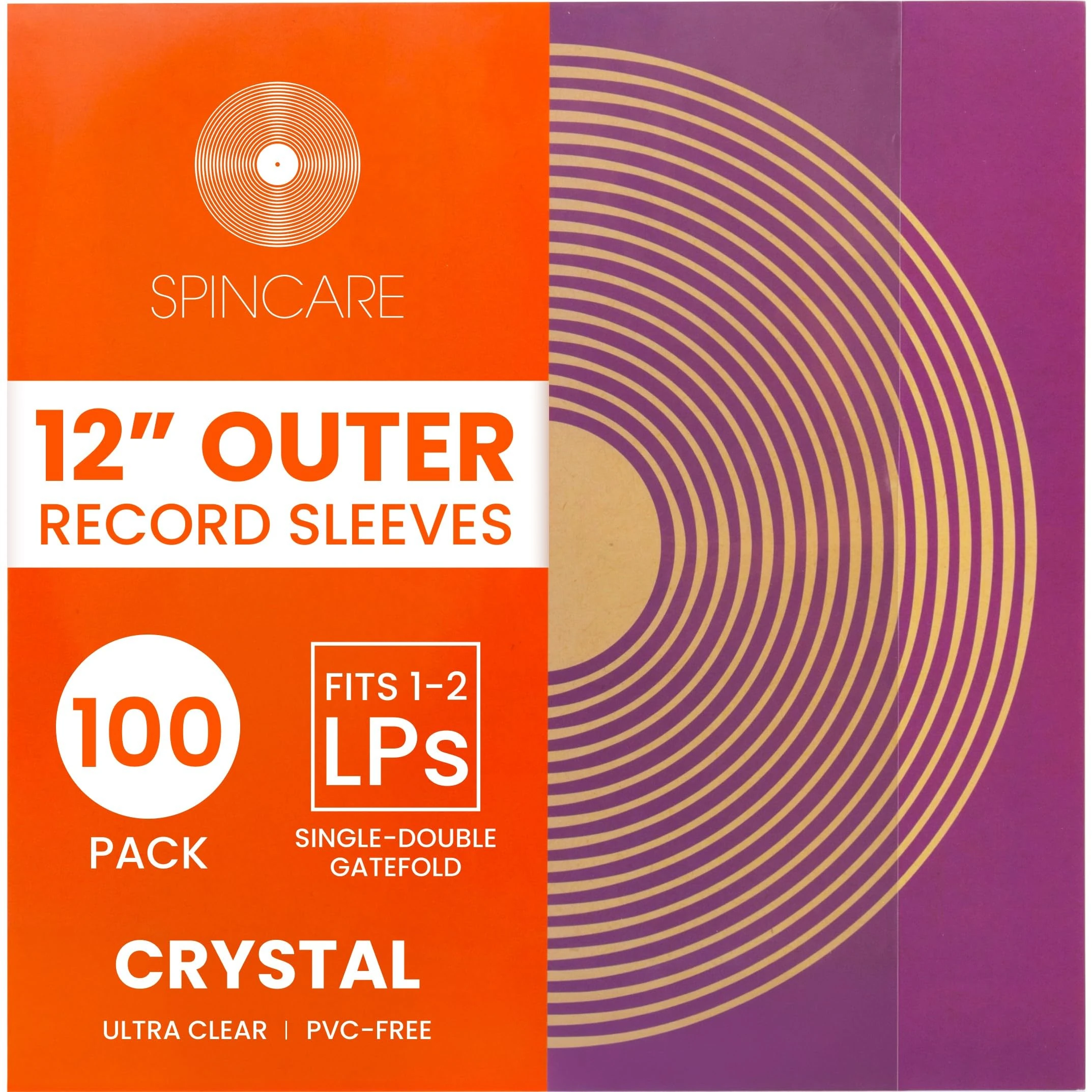 100x 12 Inch Standard Outer Vinyl Record Sleeves | Crystal Clear Covers for Single Double Albums & LPs | Acid-Free Protective Plastic Sleeves | Clean & Crisp Polypropylene
