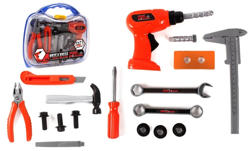 MGM Les Pros du Bricolage 092255 Toolbox Plastic for Ages 4 and Up Orange and Black, Multicolored