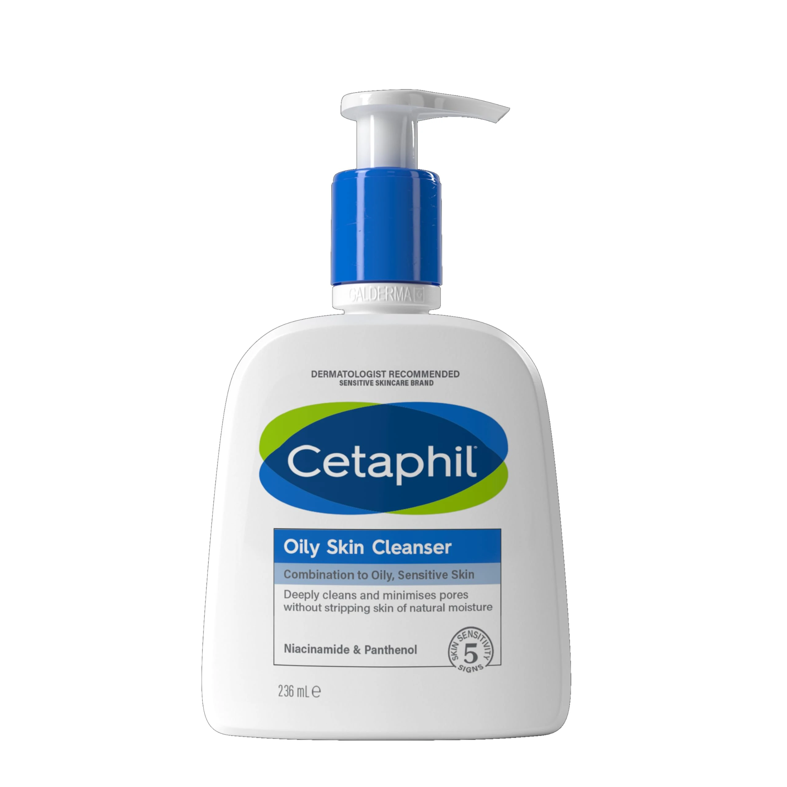 Cetaphil Oily Skin Cleanser, 236ml, Face Wash, For Combination to Oily Sensitive Skin, With Niacinamide, Packaging May Vary