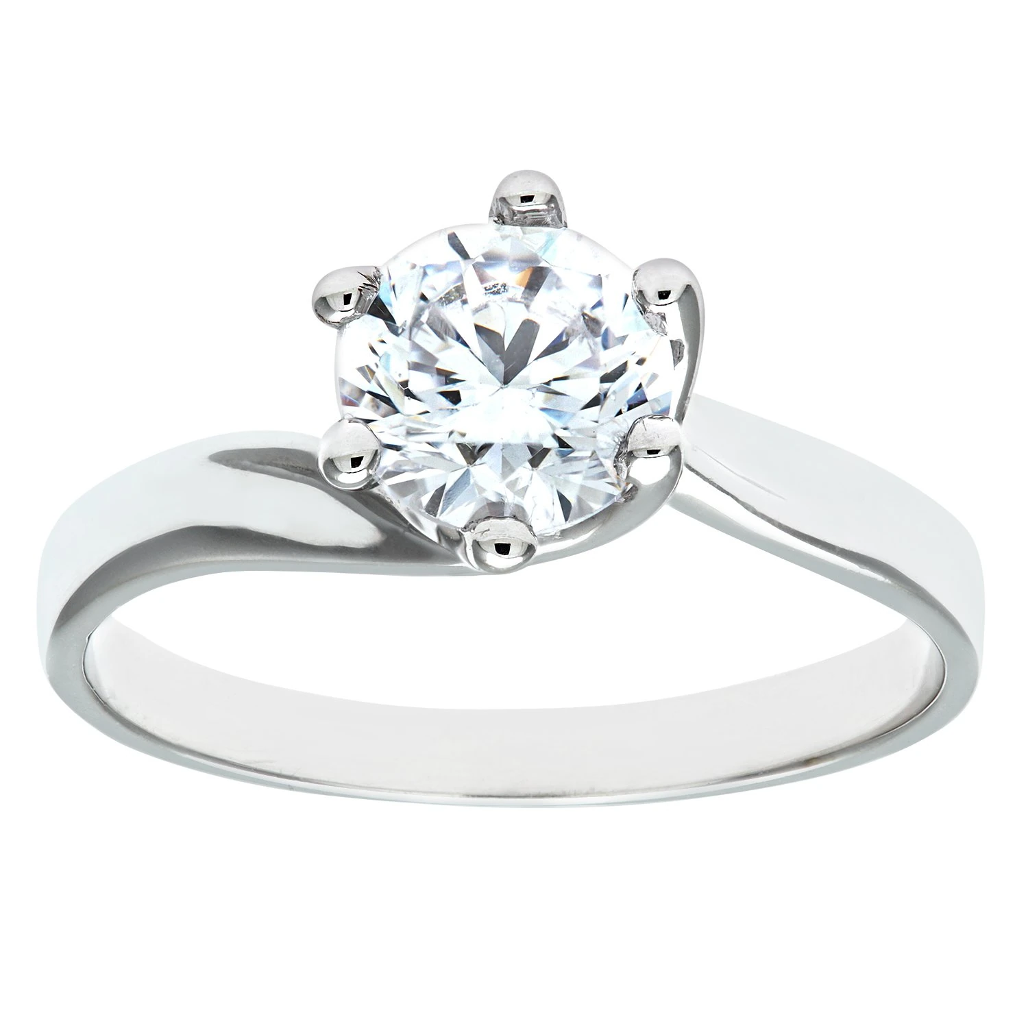 Elegano 9ct White Gold Women’s Ring – Solitaire Set Cubic Zirconia Stone Ring Size K