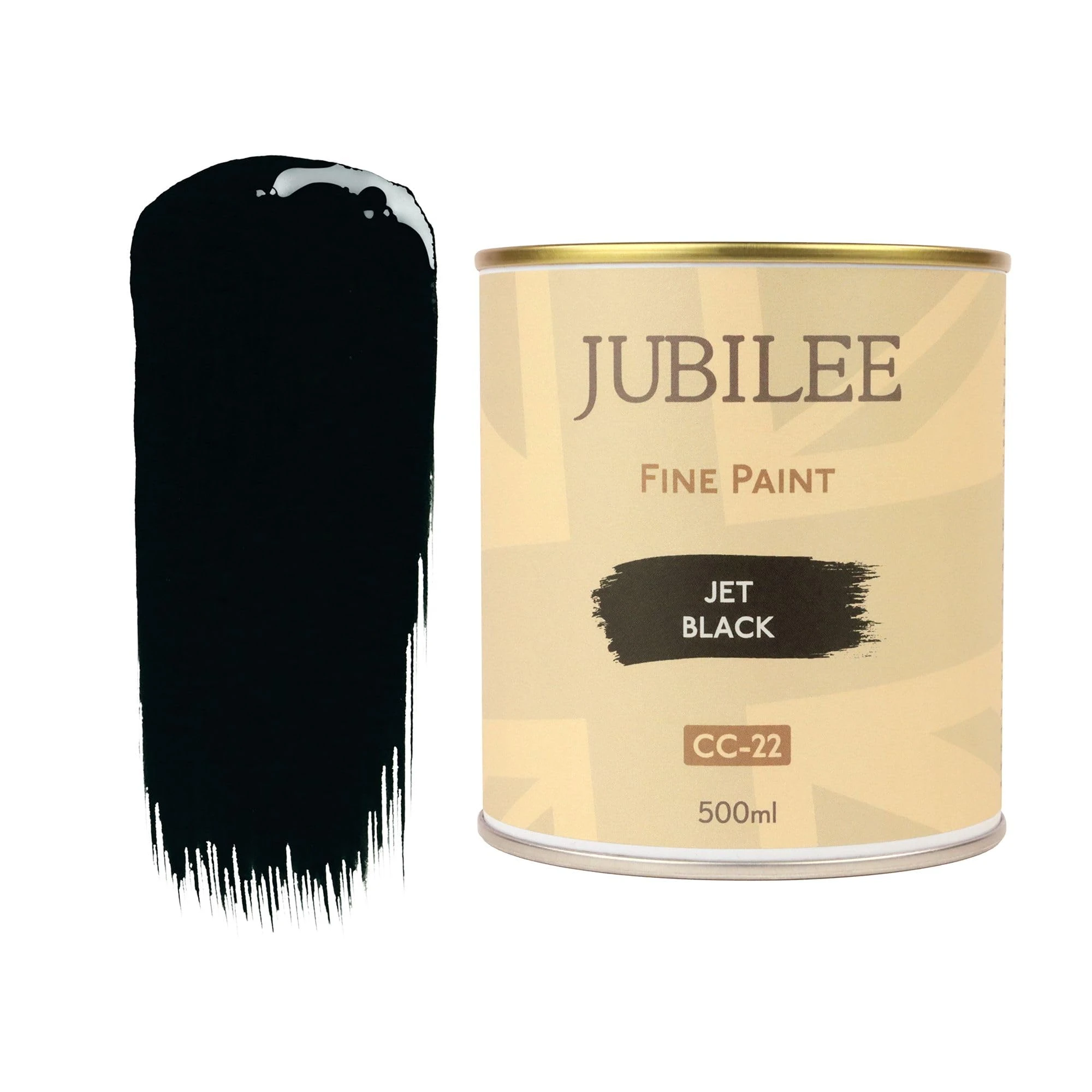 Guild Lane Jubilee Furniture Paint - Jet Black 500ml - Multi-Surface Paint for Wood, Metal, Glass & More - Durable, Water-Based, Soft Sheen Finish - No Primer or Wax Needed