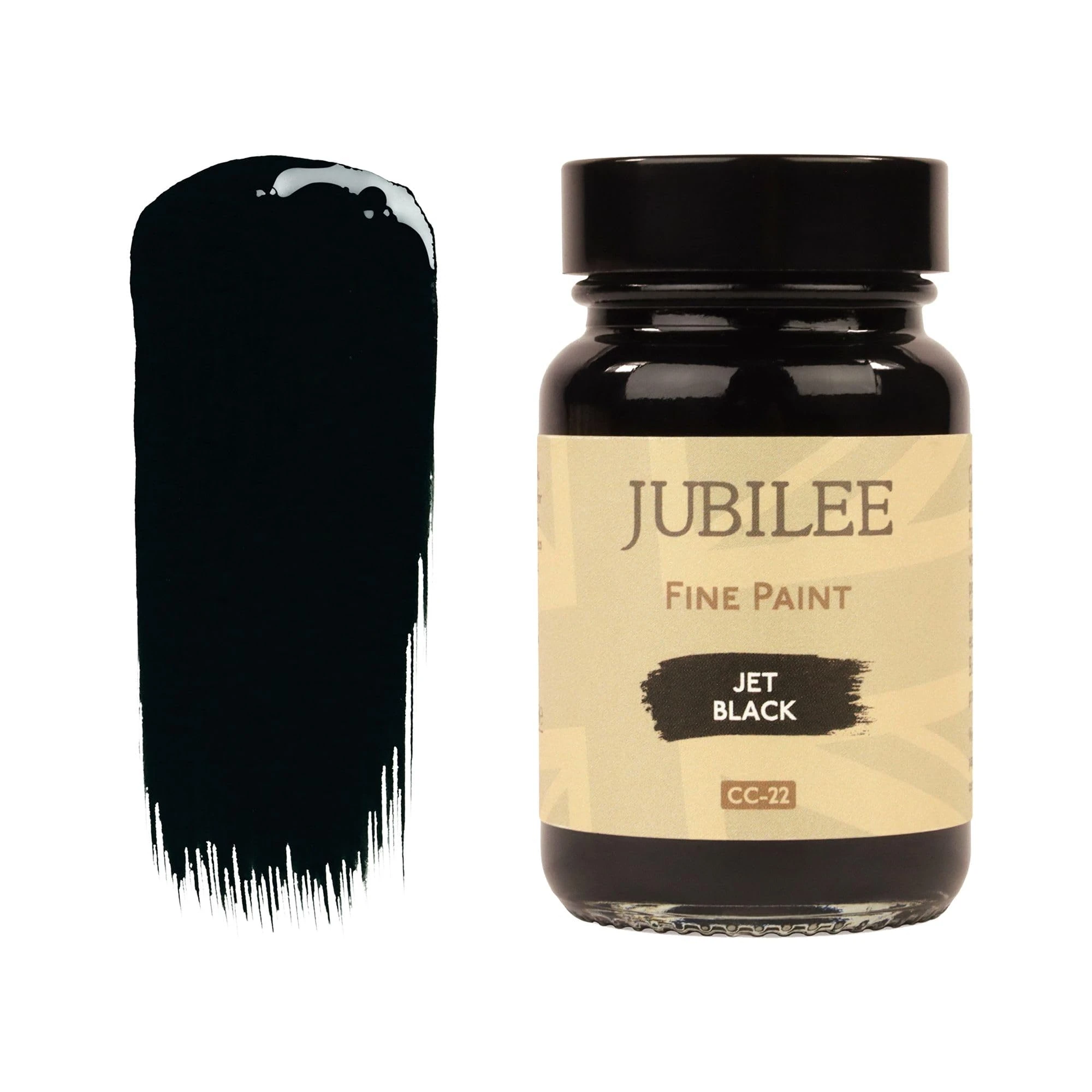 Guild Lane Jubilee Furniture Paint - Jet Black 60ml - Multi-Surface Paint for Wood, Metal, Glass & More - Durable, Water-Based, Soft Sheen Finish - No Primer or Wax Needed