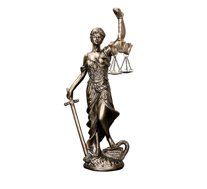 JKUDTQL 12 in Lady of Justice Statue - Blind Goddess of Justice Sculpture with Scales for Decor, Office, Bookshelf, Desk