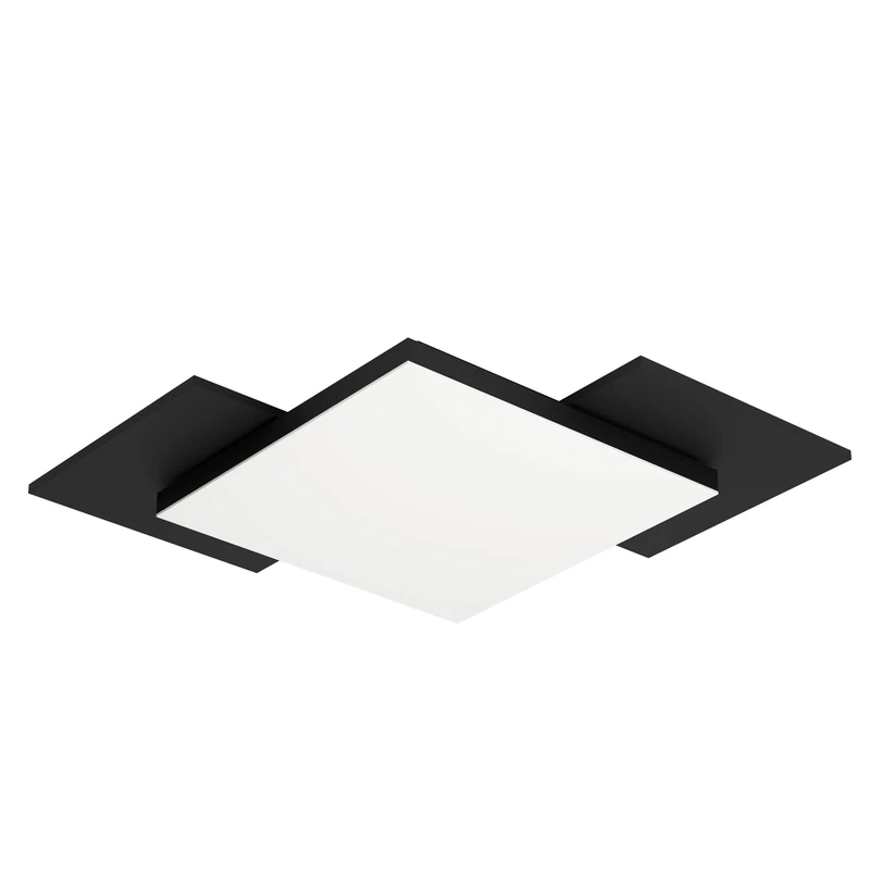Eglo Flush Ceiling Light Tamuria, Lighting with Reversible Decor, LED Panel Made of Black Metal and Natural Coloured Wood, Warm White Living Room lamp, 14 inches