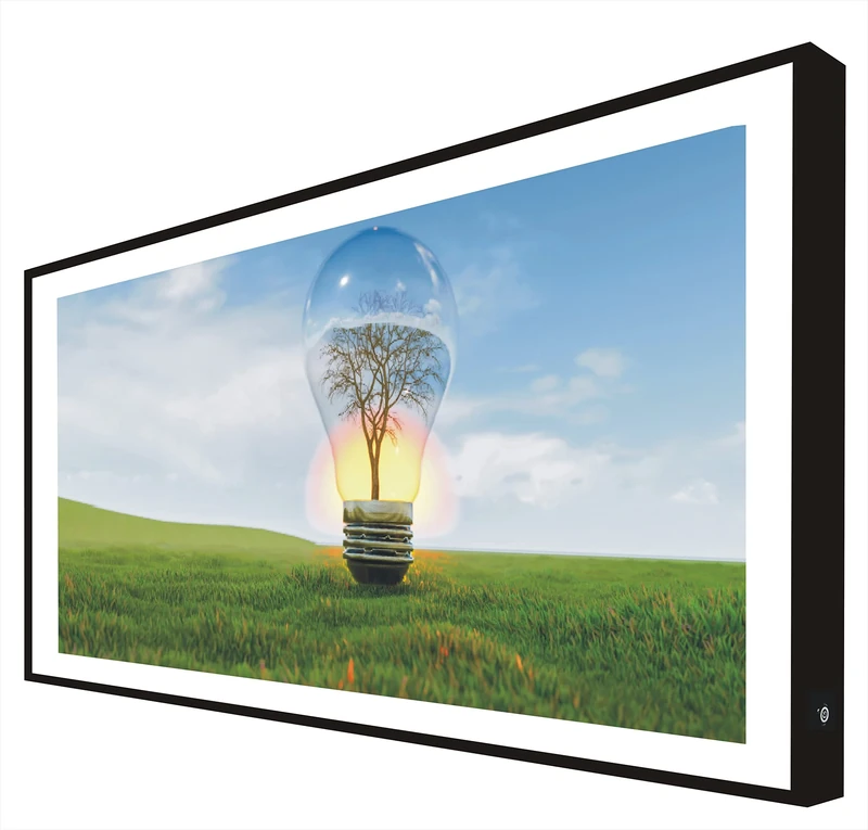 CCRETROILUMINADOS Picture with Black Lacquered Wood Frame Illuminated with Tree Leds in Bulb