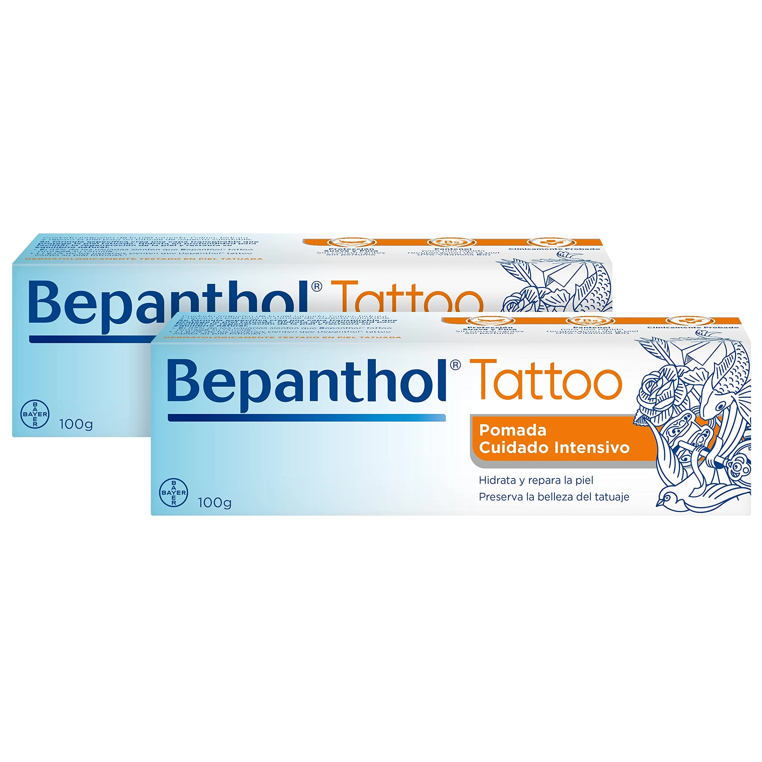 BEPANTHOL Tattoo Cream with Panthenol - Hydrates - Repairs Skin Post Tattoo and Preserves Tattoo Beauty - 2x100g - Preservative Free & Unscented