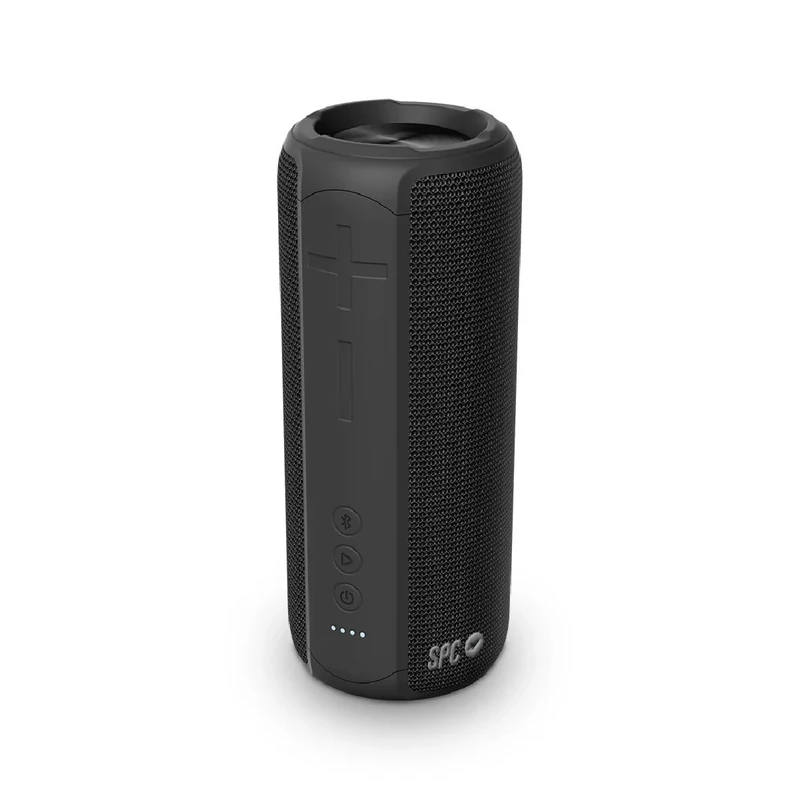 SPC Sound Zenith Portable Wireless Speaker, Bluetooth 5.0, Power 24W, 12h Battery, Waterproof (IPX7), True Wireless Stereo, USB-C, Textile Design with Strap, Black