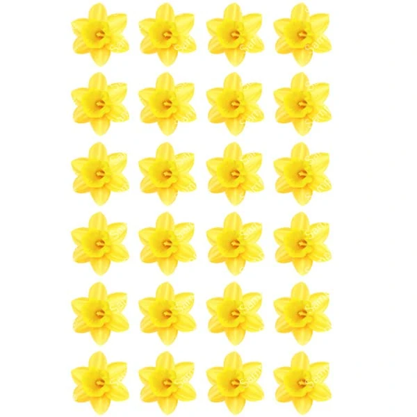 24 x PRECUT DAFFODIL EDIBLE WAFER CUPCAKE TOPPERS CAKE DECORATION