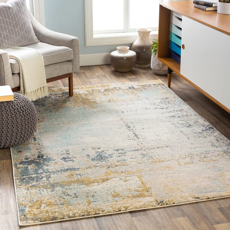 Livabliss Lublin Abstract Rug - Area Rugs Living Room 160x220 cm, Dining Room, Lounge, Kitchen, Bedroom - Modern Marble Large Rug, Soft Luxurious Easy Care Medium Pile, Beige, Yellow, Grey