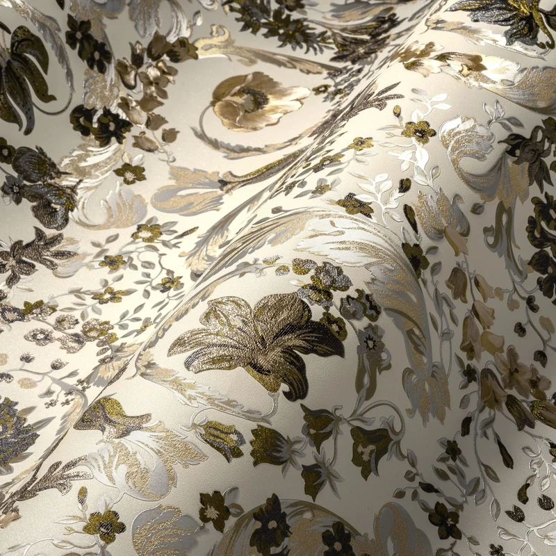 Versace Wallpaper Floral 387066 Pearl Beige White Brown Designer Tendrils Baroque 10.05 x 0.70 m Made in Germany
