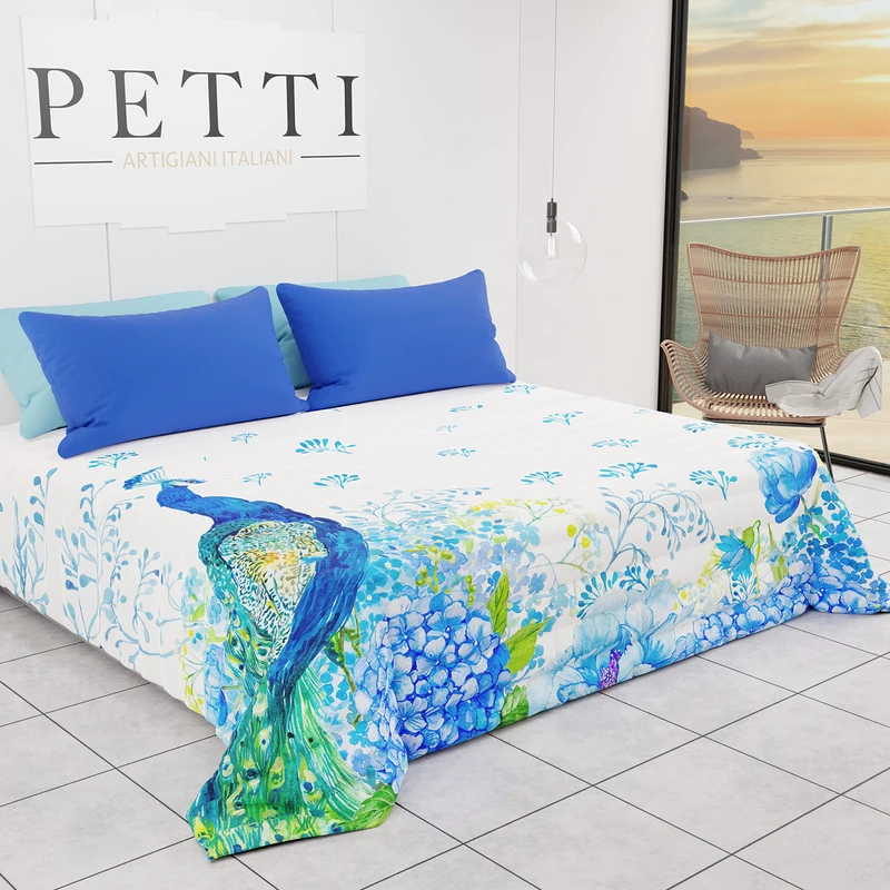 PETTI Artigiani Italiani - Primaverile summer quilt quilt with botanic motif 01, 100% anti-allergenic microfibre, 100% made in Italy - Image 1