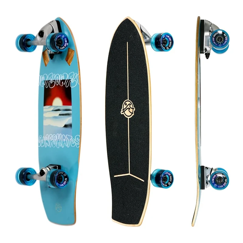 Flow Surf Skates Grom 29" Blue Surf Skateboard with Carving Truck