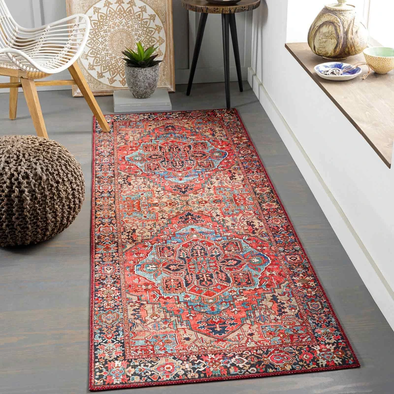 Livabliss Dakhla Vintage - Runner s Living Room 80x230 cm, Hallway, Kitchen Area - Traditional Multicoloured Boho Style, Easy Care - Bohemian Large, Red, Blue, Beige, Green, Ivory