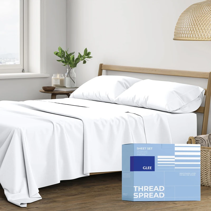 100% Cotton California King Size Sheet Set - 4 Piece Set - Hotel Luxury Bed Sheets - Deep Pockets - Easy Fit - Breathable & Cooling - 400 TC Sateen Weave White Bedding Set - Cali Kings Size Sheets