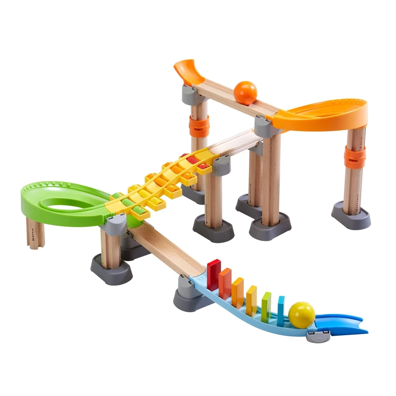 HABA Kullerbu Ball Track Melody Domino Colourful Marble Run With Musical Effects | Domino Elements Easy Build Track Set For Toddlers Boys And Girls | Fun Rolling Ball Play First Construction Pack