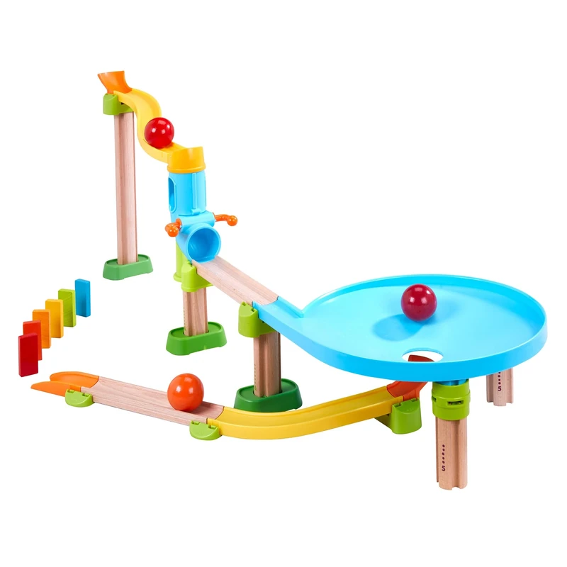 HABA Kullerbu Ball Track Traffic Jam Colourful Wooden Marble Run For Toddlers | Sturdy Track Pieces Fun Rolling Ball Action | Easy Construction Playset For Boys And Girls Ages Two Plus Building Toy